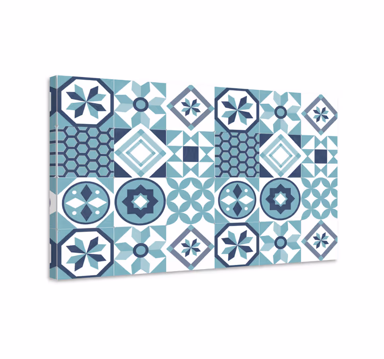 Quadro azul com ornamentos azul-escuros - TenStickers