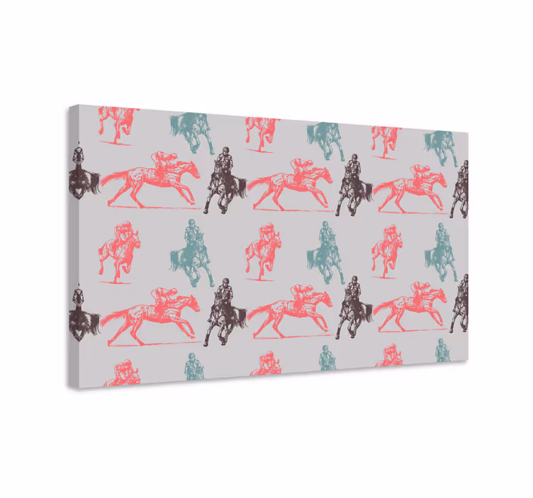 Quadro decorativo de cavalos padrão colorido em fundo cinza - TenStickers