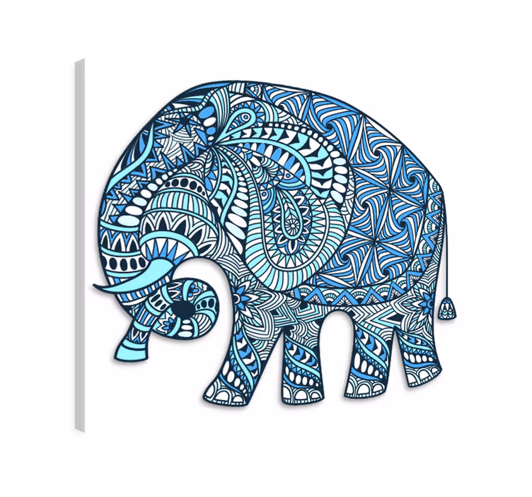 Quadro de elefantes mandala com flor - TenStickers