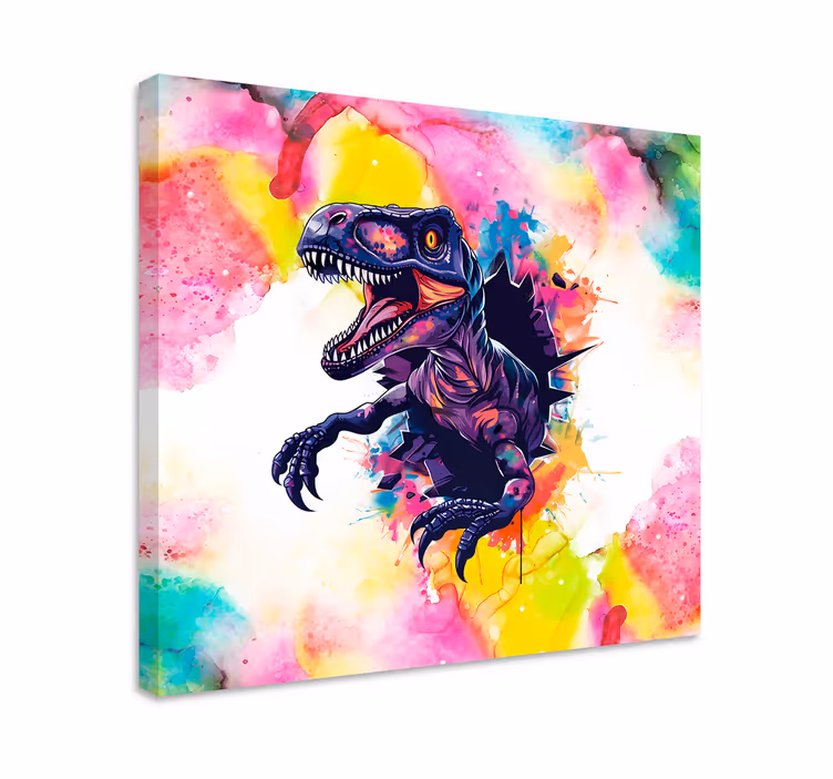 Quadro de dinossauro velociraptor em cores saturadas - TenStickers