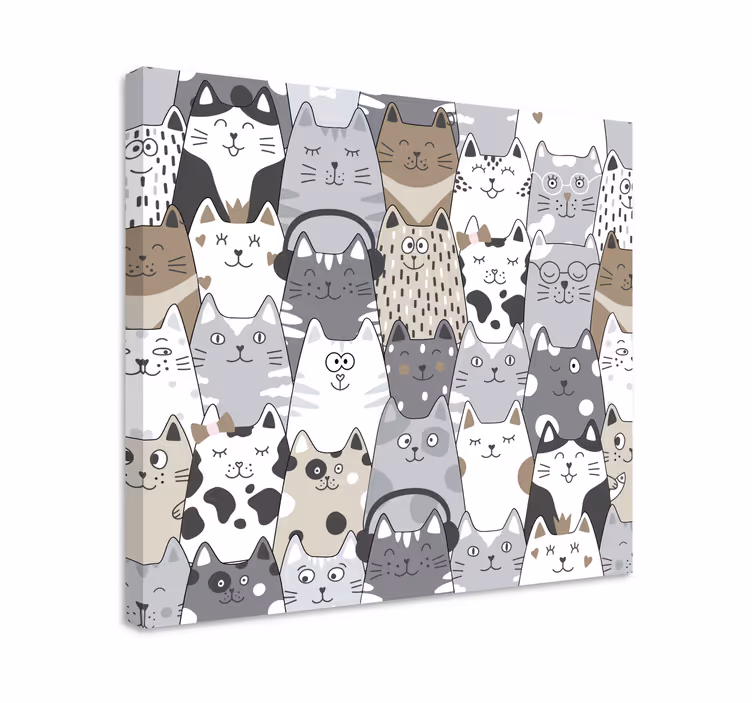 Quadro com gatos em estilo de gatos de cartoon - TenStickers