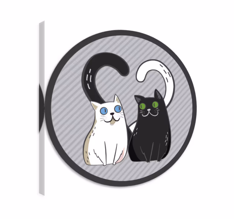 Quadro com gatos tapete vinílico dois gatos olhos coloridos - TenStickers
