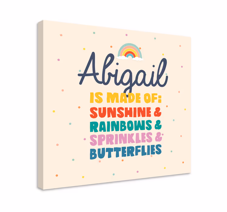 Quadro Decorativo com nome Feito de sol e arco-íris personalizado - TenStickers