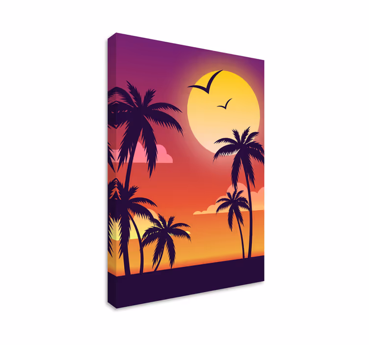 Quadro de paisage Pôr do sol vertical dos anos 70 - TenStickers