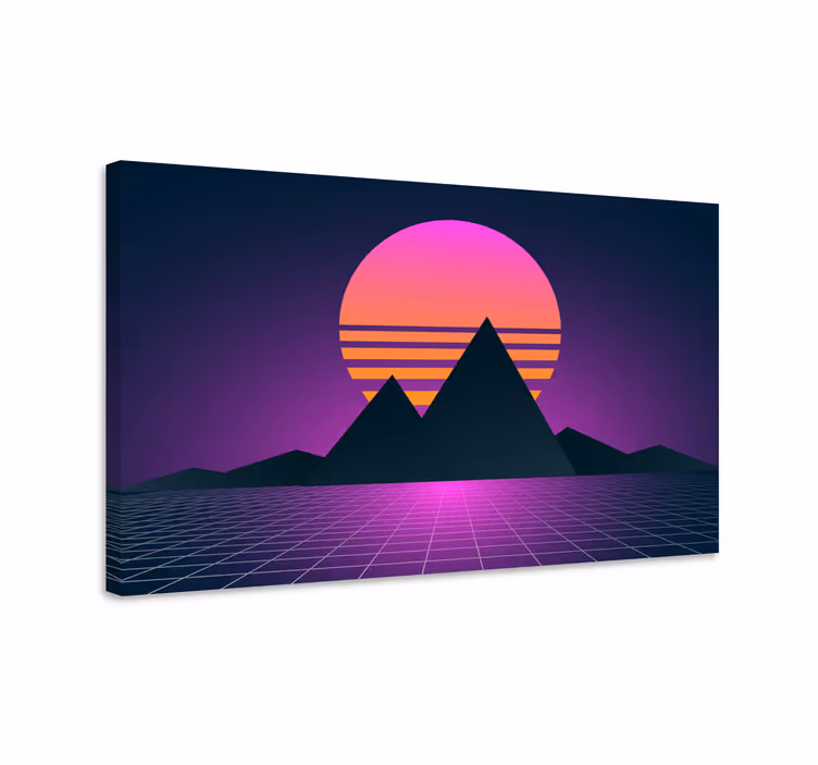 Quadro vintage paisagem montanhosa de ondas sintéticas - TenStickers
