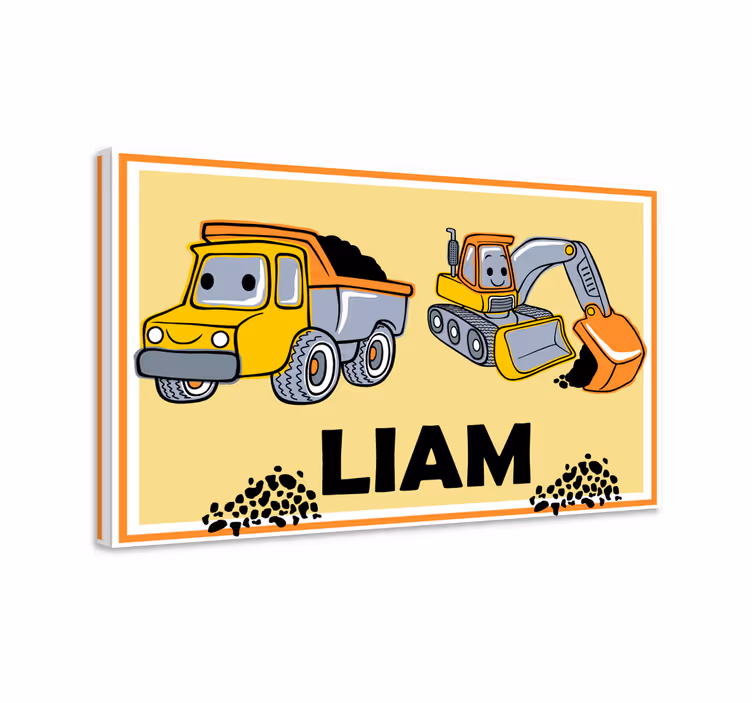 Quadro com nome Nome com caminhões - TenStickers