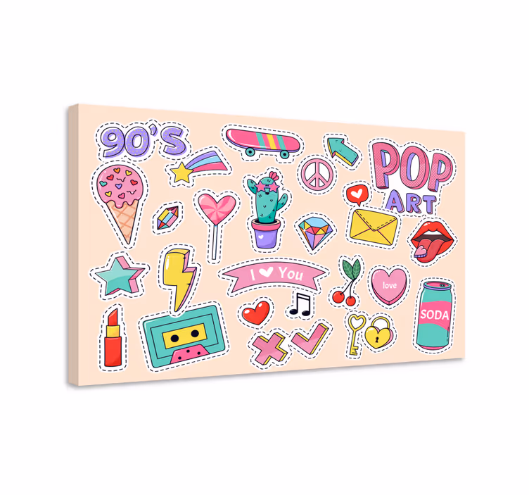 Quadro Decorativo abstrato adesivos pop retrô - TenStickers
