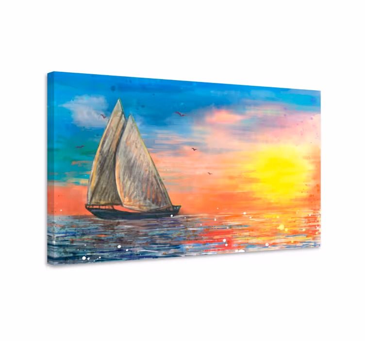 Quadro náutico pôr do sol em veleiro - TenStickers
