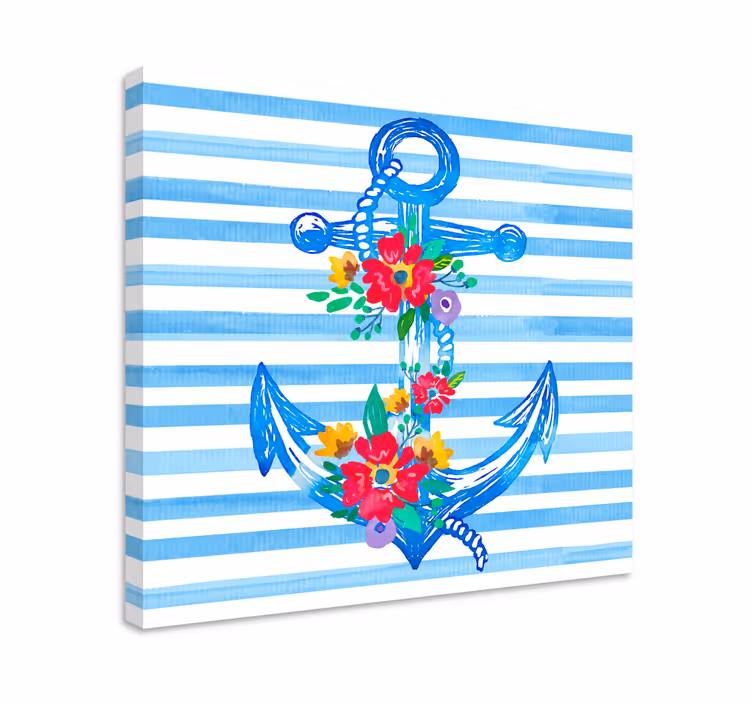 Quadro náutico ilustração de âncora floral - TenStickers