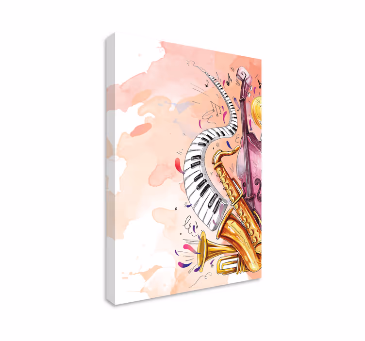 Quadro de música Instrumentos musicais em aquarela - TenStickers