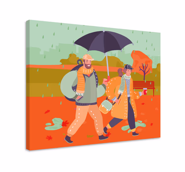 Quadros decorativos personagens casal caminhando juntos - TenStickers