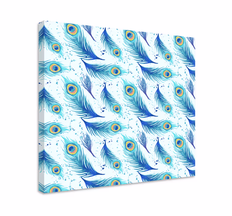 Quadro de penas Plumas azules estilo acuarela - TenStickers