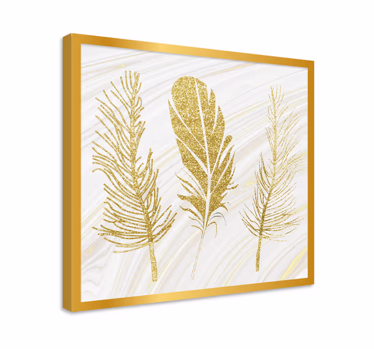 Quadro de penas Plumas sobre fondo dorado - TenStickers