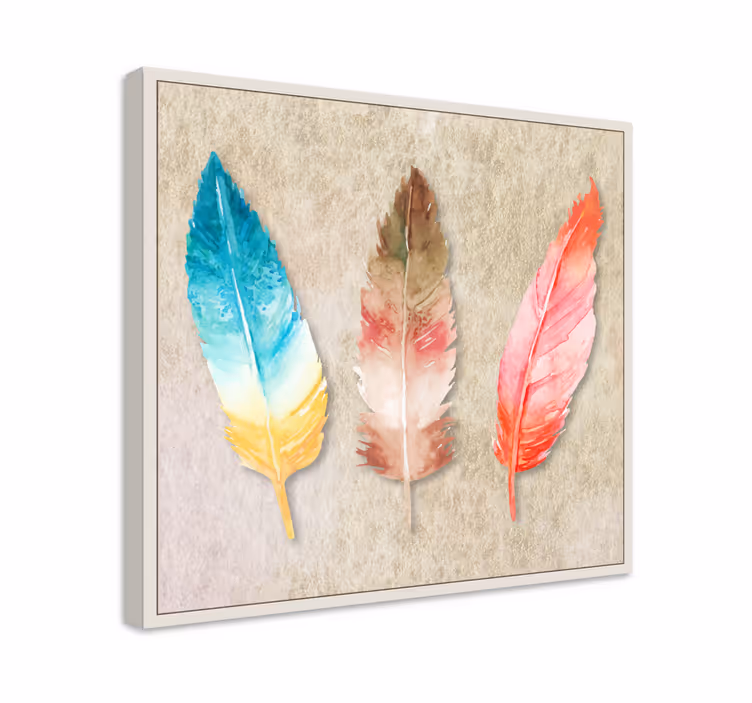 Quadro de penas Plumas coloridas pintadas de acuarela - TenStickers
