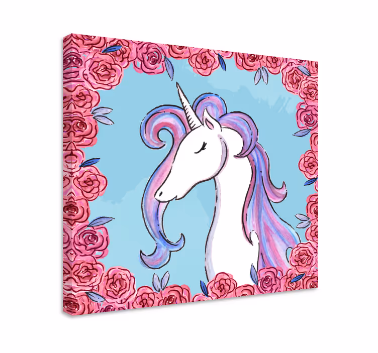 Quadro unicórnio Unicornios tonos lila - TenStickers