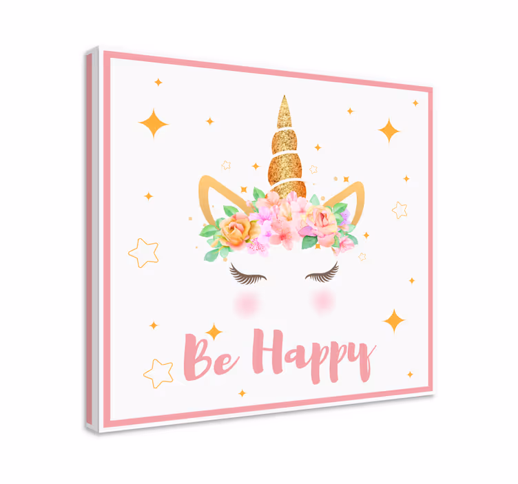 Quadro unicórnio Frase unicórnios seja feliz - TenStickers