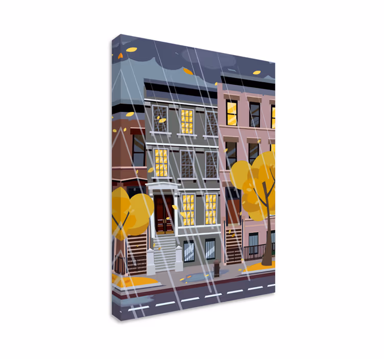Quadro de cidade cena chuvosa urbana - TenStickers
