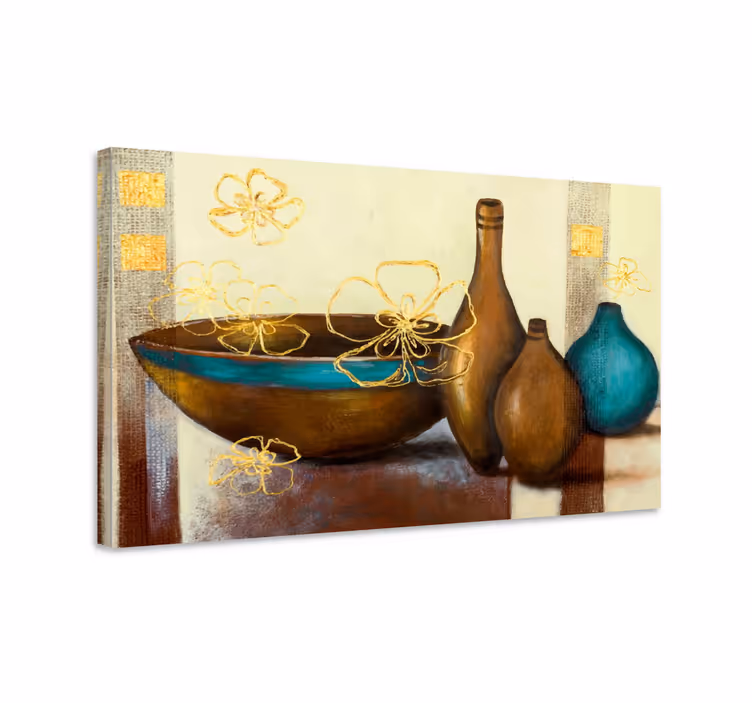 Quadro de vinícola Bodegones marrón y turquesa - TenStickers