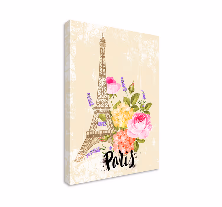 Quadro de cidade flores da torre eiffel - TenStickers