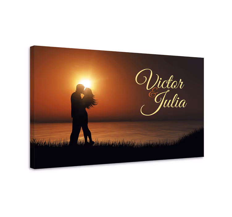Quadros decorativos personagens silhueta de casal amoroso - TenStickers
