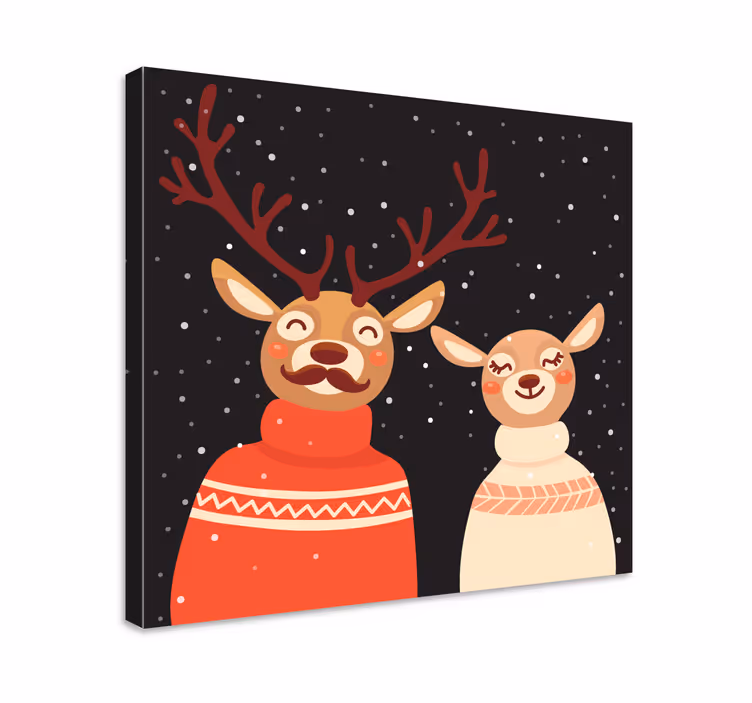 Quadro com veados casal de renas festivas - TenStickers