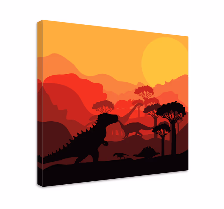 Quadro de dinossauro Paisagem jurássica de dinossauros - TenStickers