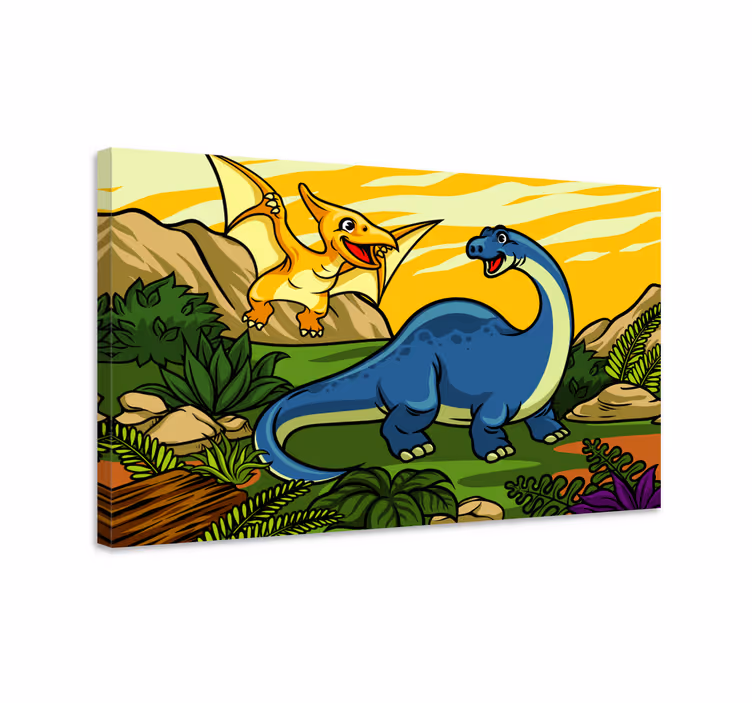 Quadro Dinossauros jurássico com paisagem - TenStickers