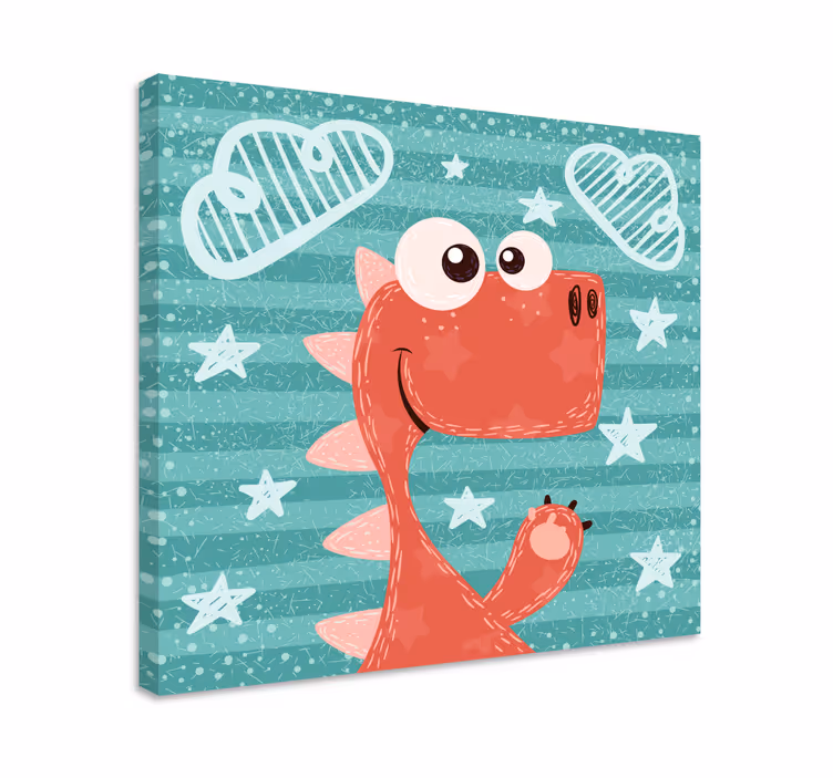 Quadro de dinossauro desenho fofo em cartoon - TenStickers
