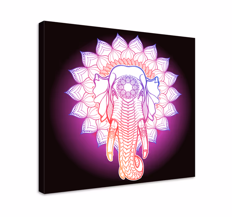 Quadro de elefantes Elefantes mandala multicoloridos - TenStickers