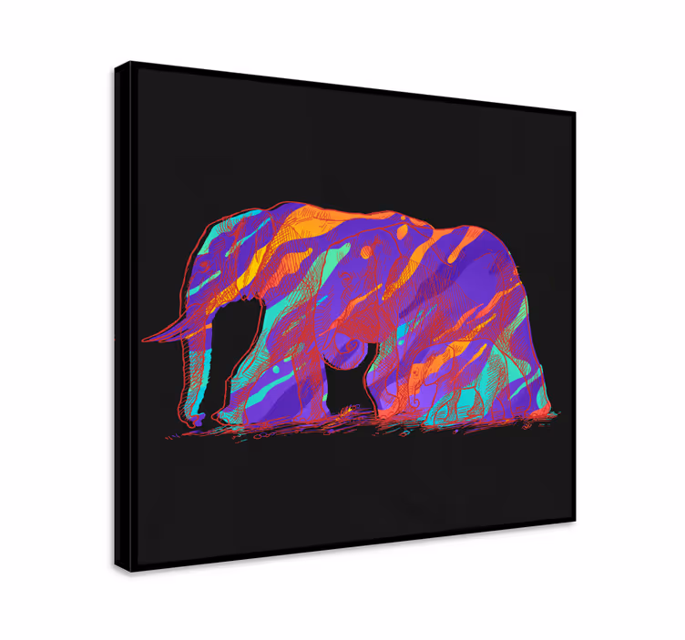 Quadro de elefantes arte em silhueta de elefante - TenStickers