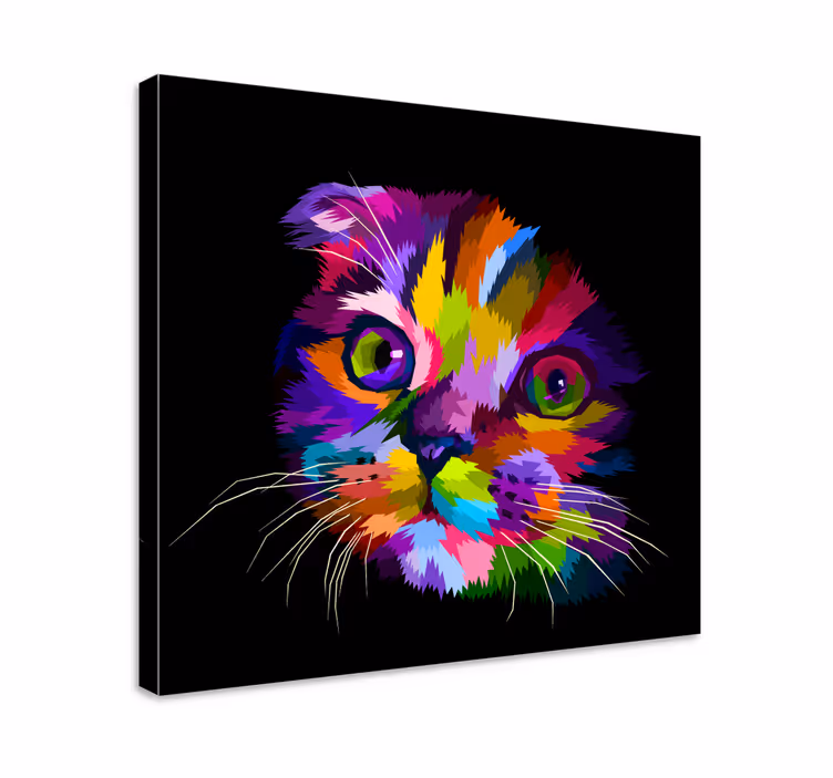 Quadro de gatos Gato arco-íris pintado - TenStickers