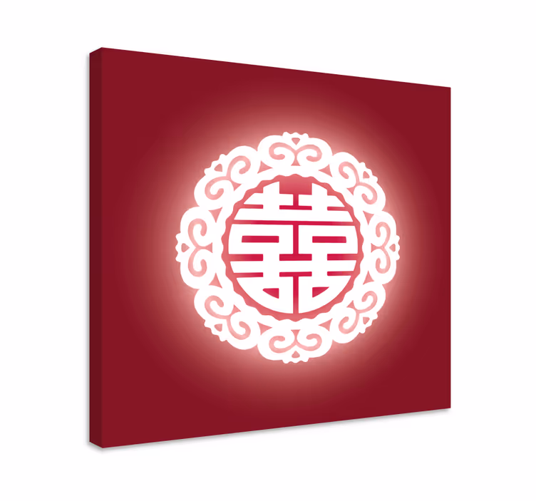 Quadro buda símbolo chinês vermelho - TenStickers