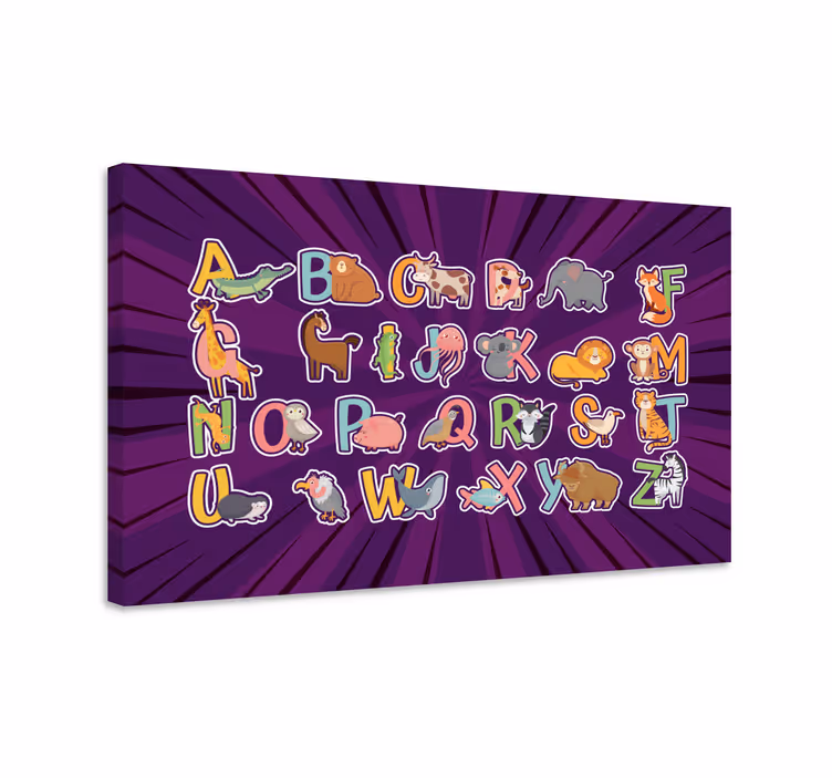 Quadro com o abecedário Alfabeto inglês de animais para crianças - TenStickers
