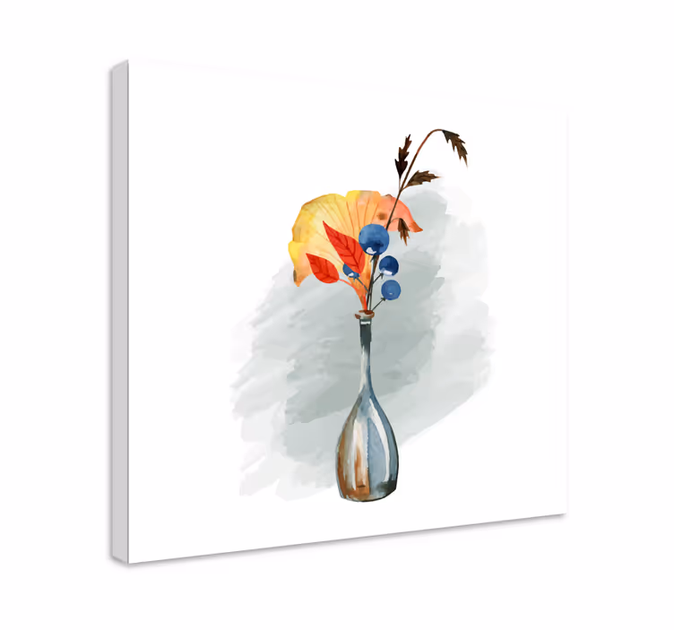 Quadro de flores vaso com folhas de outono - TenStickers