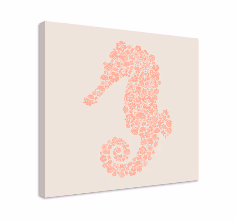Quadro de elefantes design floral de cavalo-marinho - TenStickers