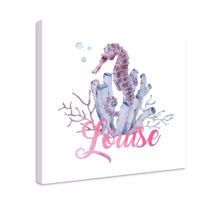 Quadro com nome Cavalo marinho aquarela - TenStickers