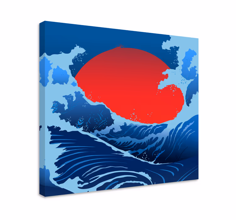 Quadro de paisagem ondas do sol vermelho - TenStickers