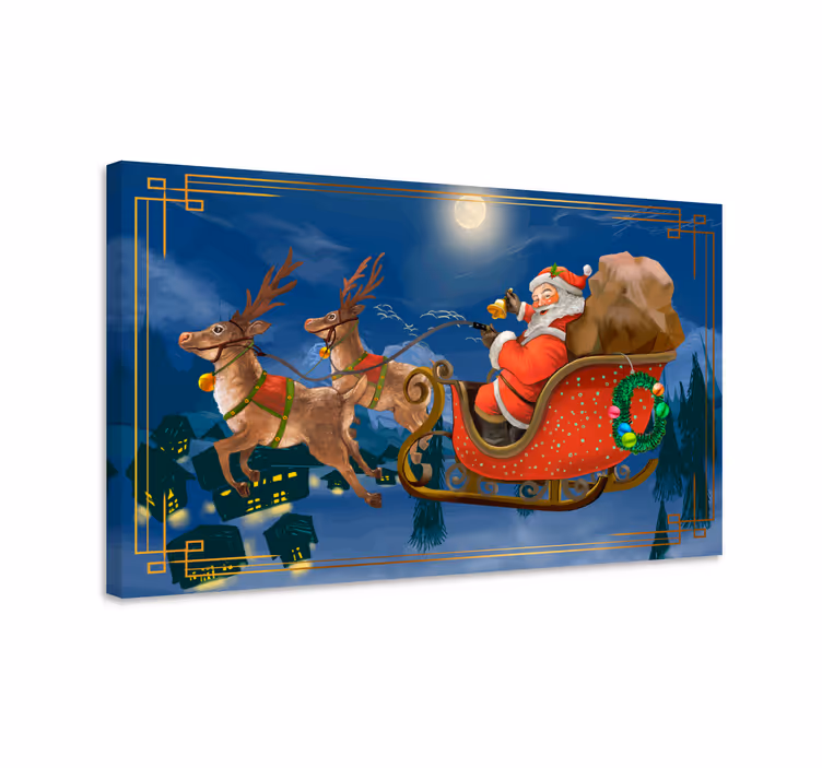 Quadro 3d trenó alegre do papai noel - TenStickers
