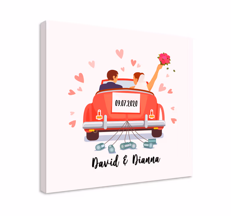 Quadros decorativos personagens casal recém-casado - TenStickers
