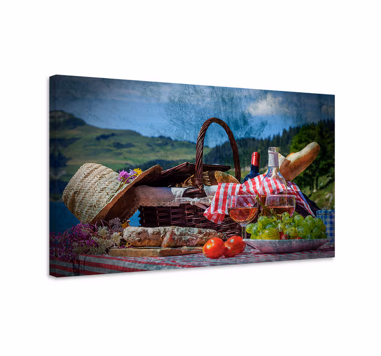 Quadro de paisage cena de cesta de piquenique - TenStickers