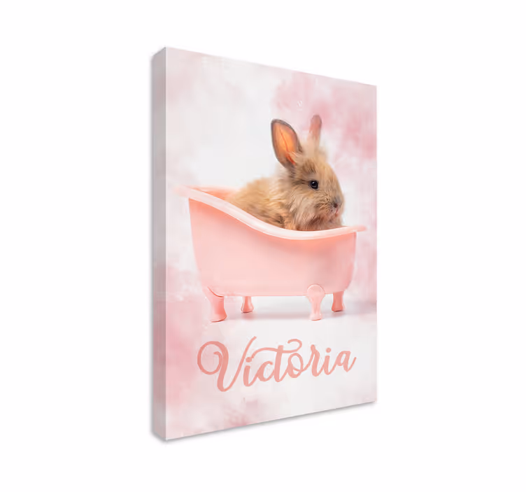 Quadro com gatos e retrato de coelho fofo - TenStickers