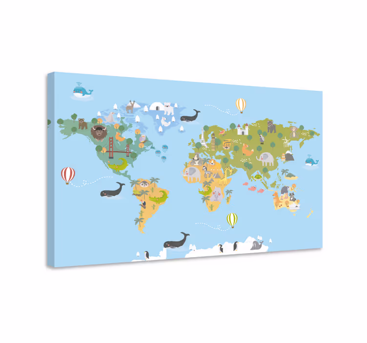 Quadro mapa mundi Mapa de crianças - TenStickers