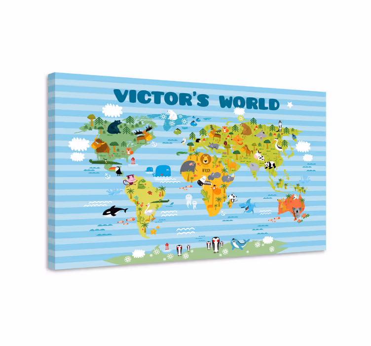 Quadro mapa mundi Mapamundi infantil personalizável - TenStickers
