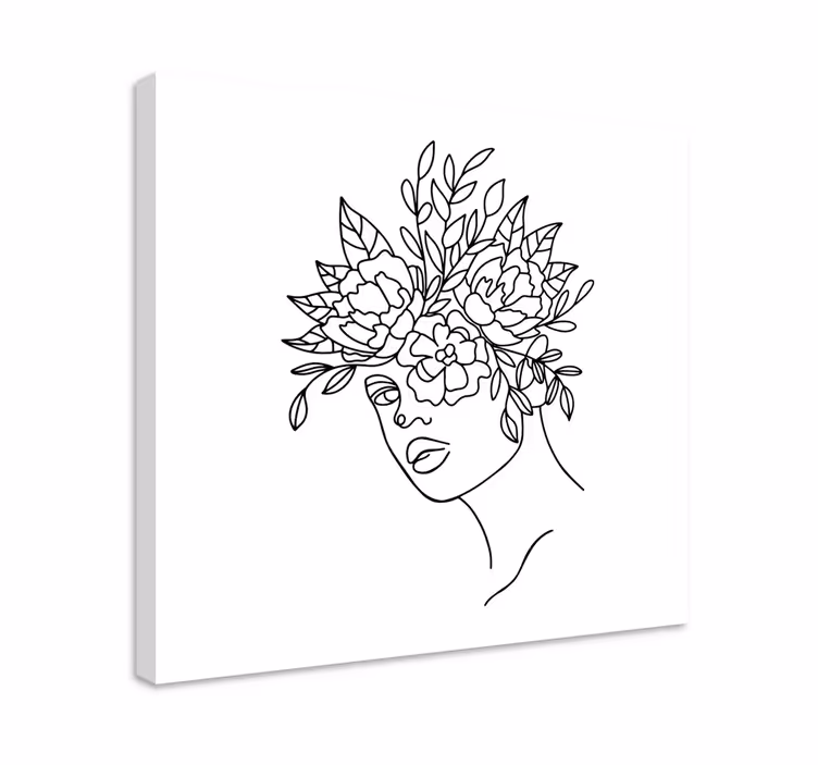 Quadro de flores contorno de rosto floral - TenStickers