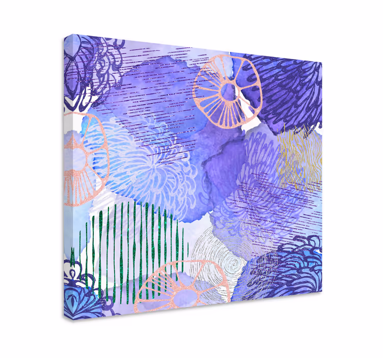 Quadro de flores com padrões florais roxos - TenStickers