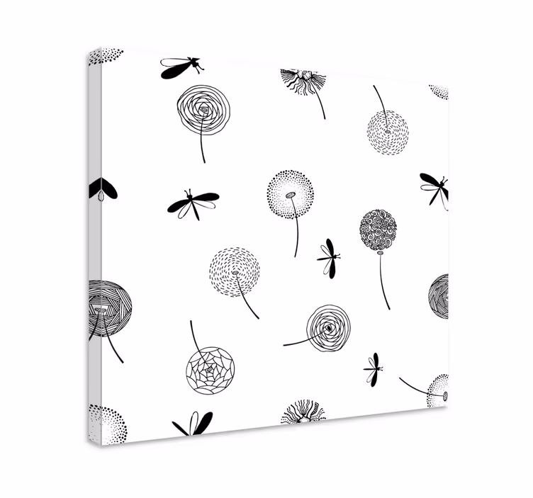 Quadro de flores libélulas e elementos florais - TenStickers