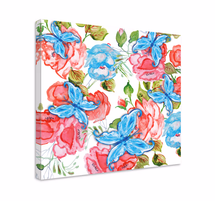 Quadro de flores arranjo floral com borboletas - TenStickers