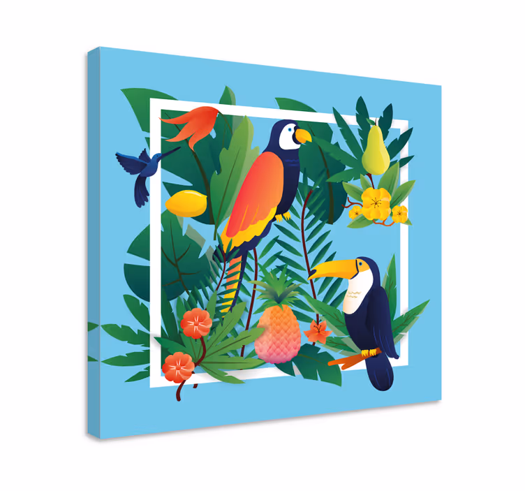 Quadro de pássaros Pássaros tropicais com frutas - TenStickers