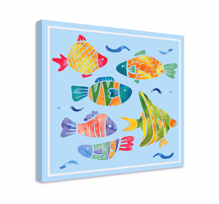Quadro de peixes vida aquática colorida - TenStickers
