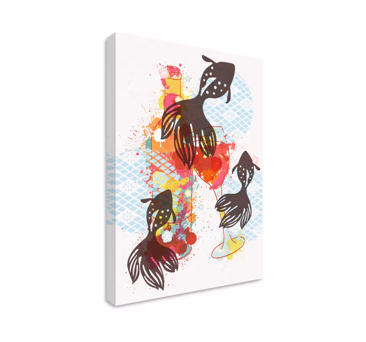 Quadro decorativo rústico silhuetas de peixes coloridos - TenStickers